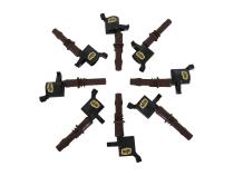 Direct Ignition Coil Kit Supercoil 2008-2014 Ford 4.6L/5.4L/6.8L 3-Valve, 8-Pack Supercoil With Extended Brown Boot For 2008-2014 Ford Modular 3V 4.6L/ 5.4L / 6.8L V10 Engines, Black ACCEL