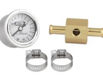 Fuel Block with 0-15 PSI Liquid Filled Fuel Pressure Gauge Fits carbureted applications Mr Gasket