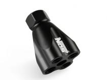 Showerhead Distribution Block Inlet -8 An O-Ring Female Port Outlet: (4) X -6 An O-Ring Female Port No Fittings Black Anodized NOS