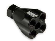 Showerhead Distribution Block Inlet -8 An O-Ring Female Port Outlet: (4) X -6 An O-Ring Female Port No Fittings Black Anodized NOS