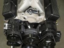 Small Block Chevy Mid Mount Complete Accessory System Small Block Chevy Mid Mount Complete Accessory System  Black Finish Holley