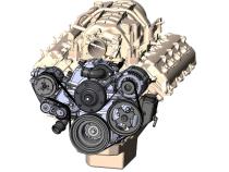 Mid-Mount Complete Accessory System Gen III Hemi Engine VVT Fits 2009 &amp;amp; Up 5.7L &amp;amp; 2011 &amp;amp; Up 6.4L Engines Natural Cast Finish Factory Style Damper Holley