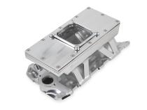 Sheet Metal Fabricated Intake Manifold Small Block Chevy Fabricated Intake Manifold Sbc Single Plane Carbureted (4500 Style Flange Changeable Plate) Silver With Logo Sniper EFI
