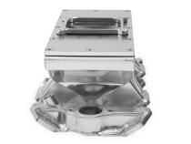 Sheet Metal Fabricated Intake Manifold Small Block Chevy Fabricated Intake Manifold Sbc Single Plane Carbureted (4500 Style Flange Changeable Plate) Silver With Logo Sniper EFI