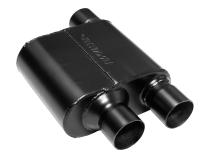 Super 10 Series Chambered Muffler Super 10 Series Stainless Steel 2.50 Offset In Dual Out Crossflow- Aggressive Sound Flowmaster