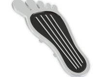 Foot Print Gas Pedal Pad Aluminum Chrome &amp;amp; Painted Black Trim Fits Most Gas Pedals Mr Gasket