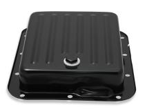 Transmission Oil Pan Black Steel Fits Ford C4 case-filled. Stock Depth and Capacity Finned Design Mr Gasket