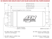 400LPH (Metric) Inline High Flow Fuel Pump M18x1.5 Inlet M12x1.5 Outlet AEM Electronics