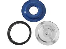 1964-1973 Ford Mustang 14 Inch Chrome Air Cleaner, with Blue Base and 302 Hi-Po Decal Scott Drake