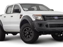 Black Pocket/Rivet Style Smooth Finish 4-Piece Fender Flare Set For 2011-2018 Ford Ranger Bushwacker