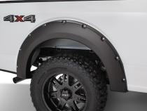 Black Pocket/Rivet Style Smooth Finish 4-Piece Fender Flare Set For 2015-2017 Ford F150 (Excludes Models W/Tech Package) Bushwacker
