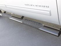 5 Inch Oval Straight Nerf Bars Polished Stainless 2001-2014 Silverado/Sierra 2500/3500 Crew Cab Lund