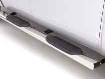 6 Inch Oval Straight Nerf Bars Polished Stainless 2019-2026 Silverado/Sierra 1500/2500/3500 Crew Cab Lund