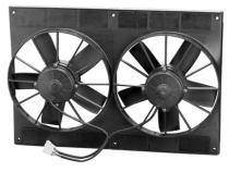 Electric Fan Dual 11.00 Inch Electric Fan Puller Style High Performance 2720 CFM 5 Paddle Style Blades Spal