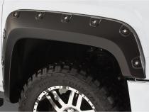 Black Cutout Style Smooth Finish 4-Piece Fender Flare Set For 2007-2013 GMC Sierra 1500 Fits 69.3 Inch Bed Bushwacker