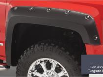 Pocket/Rivet Style Color Matched Abalone White Tricoat 4-Piece Fender Flare Set For 2016-2017 GMC Sierra 1500 Factory Mudflaps Must Be Removed Bushwacker