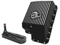 Pro Series Transmission Pan Black w/ Machined Fins Ford Diesel Trucks 94-10 V8-7.3L/6.0L/6.4L (td) aFe Power
