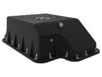 Pro Series Transmission Pan Black w/ Machined Fins Ford Diesel Trucks 94-10 V8-7.3L/6.0L/6.4L (td) aFe Power