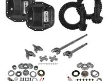 Stage 3 Jeep Re-Gear Kit W/Covers Front Axles For Dana 30/44 5.13 Ratio JL Non-Rubicon M220 Rear/ M186 Front Stage 3 Gear Kit Package 5.13 F&amp;amp;R Cover &amp;amp; 4340 Front Axles Yukon Gear